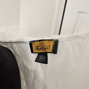 White ruffled, soft net top, cropped, elegant and rich